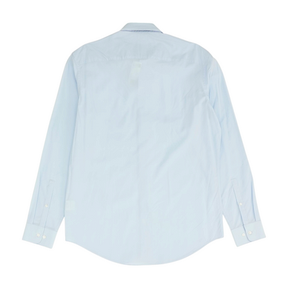 Blue Solid Long Sleeve Button Down