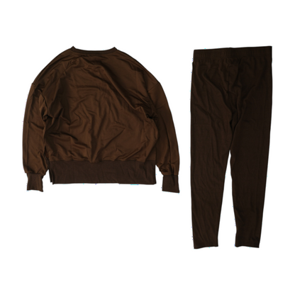 Brown Solid Pant Set