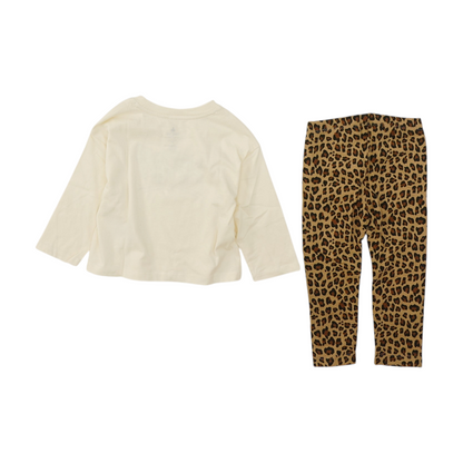 Beige Graphic Long Sleeve Set