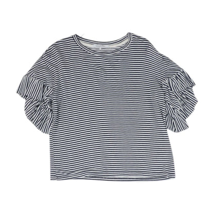 Navy Striped Short Sleeve Blouse