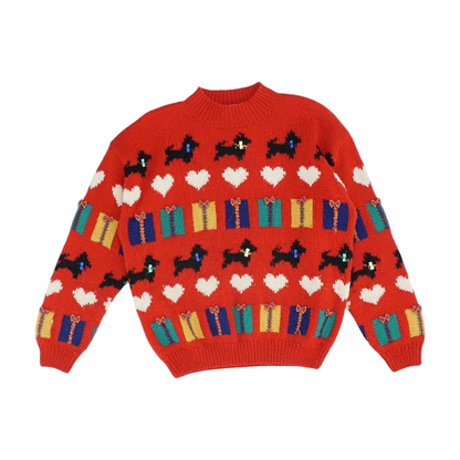 Vintage Red Graphic Pullover Sweater