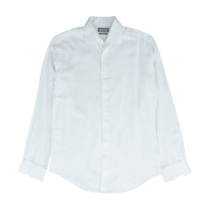 White Solid Long Sleeve Button Down