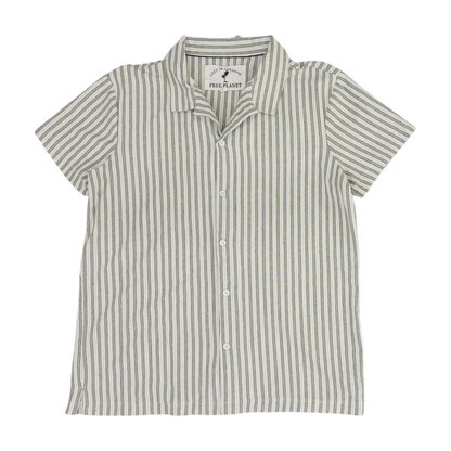 White Striped Short Sleeve Button Down