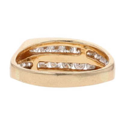 1 Ct 14K Gold Round Channel Set Diamond Two Row Bypass Band
