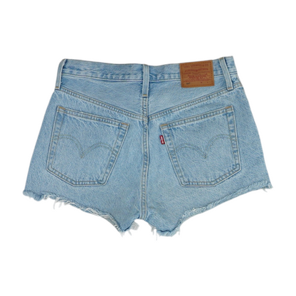 Blue Solid Denim Shorts