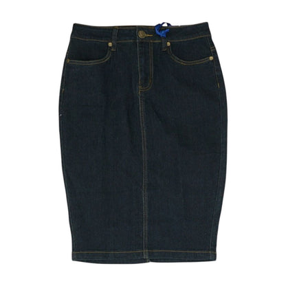 Navy Solid Midi Skirt
