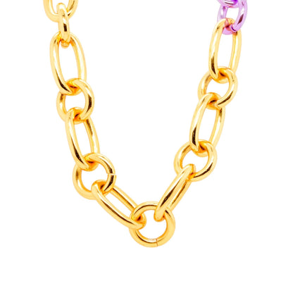 Gold Tone And Purple La Medusa Crystal Necklace