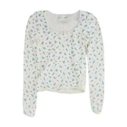 White Floral Cropped Blouse