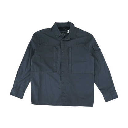 Gray Solid Long Sleeve Button Down