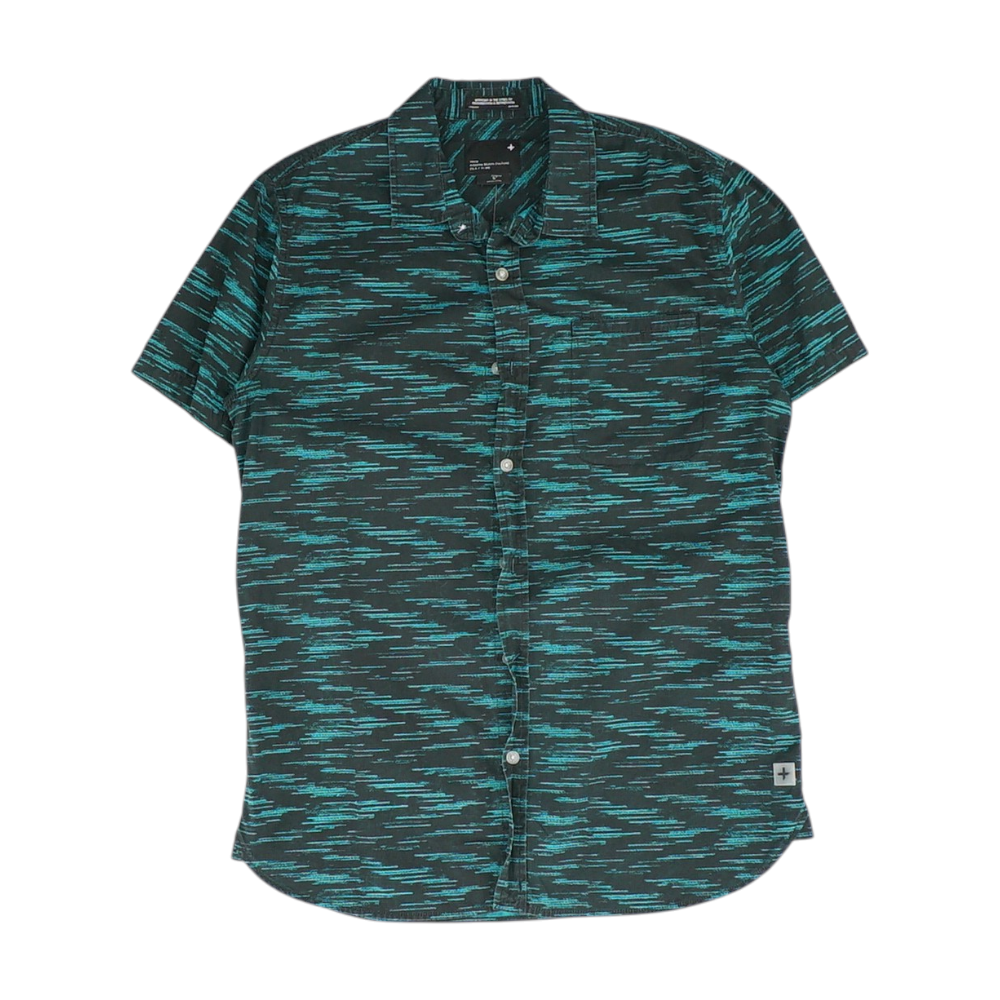 Black Abstract Short Sleeve Button Down