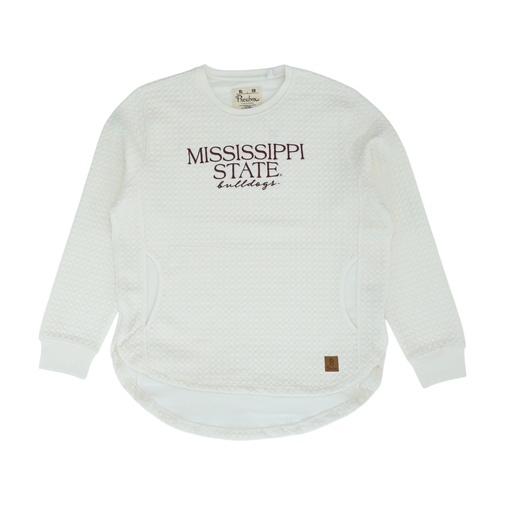 Ivory Mississippi State Bulldogs Solid Sweatshirt Pullover