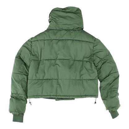 Green Solid Puffer Jacket