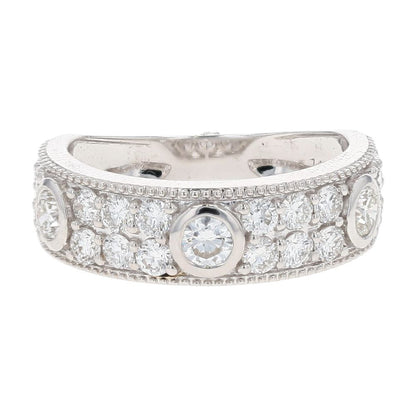 1 5/8 Ct 14K White Gold Bezel Set Lab Grown Diamond Pave Band