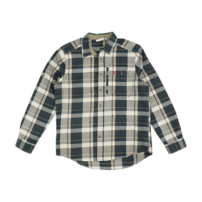 Navy Plaid Long Sleeve Button Down