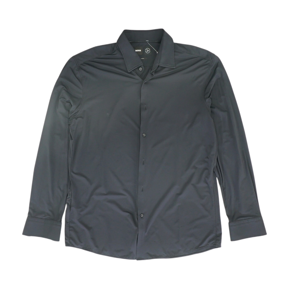 Black Solid Long Sleeve Button Down