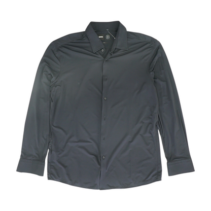 Black Solid Long Sleeve Button Down