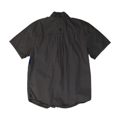 Navy Color Block Short Sleeve Button Down
