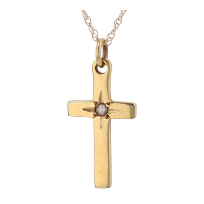 14K Yellow Gold Cultured Pearl Pendant Necklace