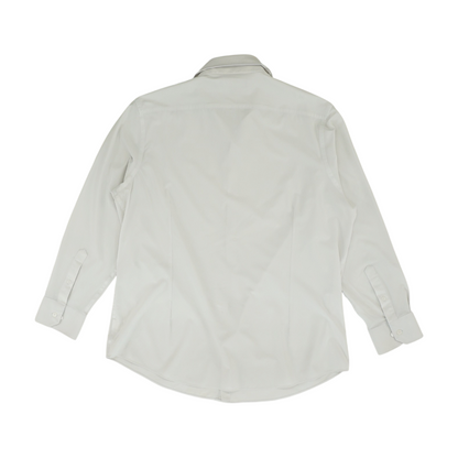 White Solid Long Sleeve Button Down