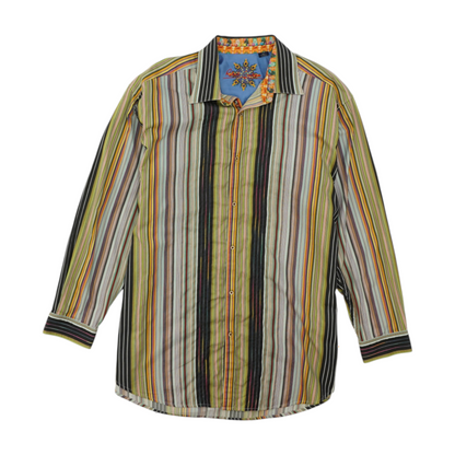 Multi Big & Tall Striped Long Sleeve Button Down
