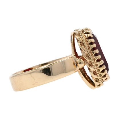 10K Gold Oval Red Stone Cocktail Ring