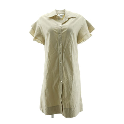 Beige Solid Mini Dress