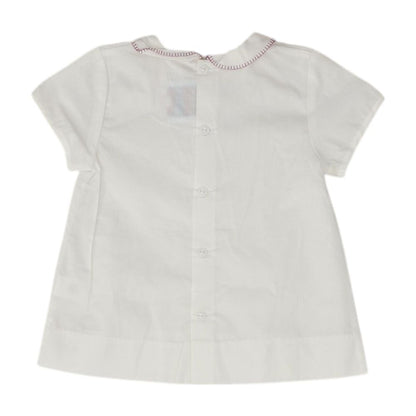 White Solid Short Sleeve Blouse