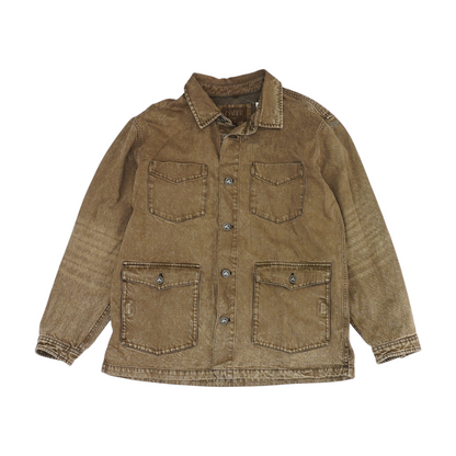 Brown Solid Denim Jacket