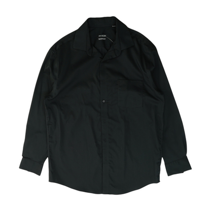 Black Solid Long Sleeve Button Down