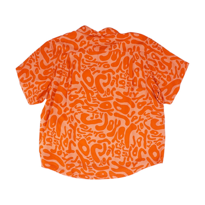 Red Abstract Short Sleeve Button Down