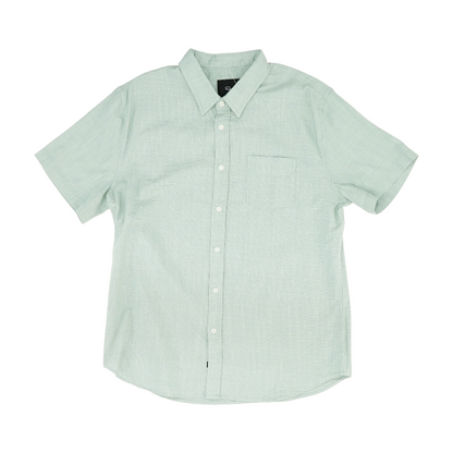 Green Solid Short Sleeve Button Down