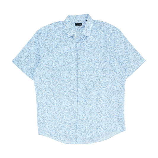 Blue Floral Short Sleeve Button Down