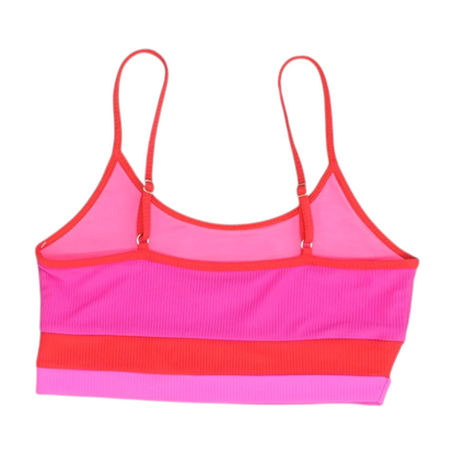 Pink Color Block Swim Top