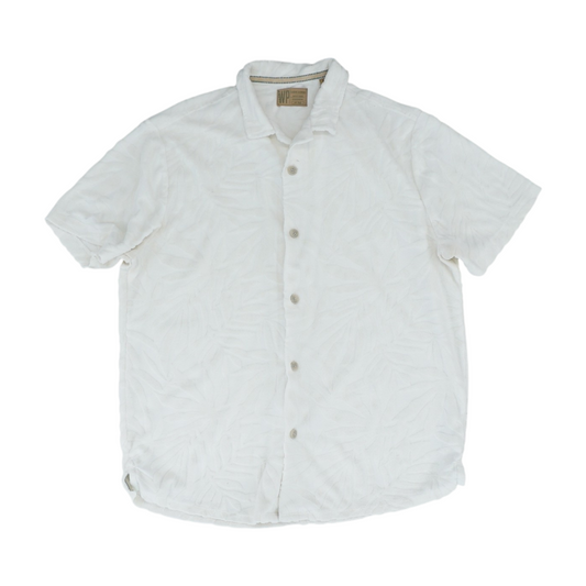 White Solid Short Sleeve Button Down