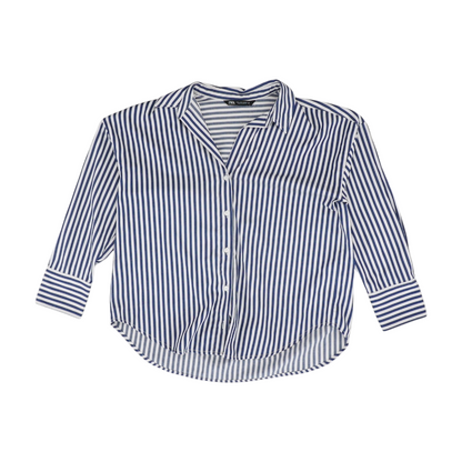 Navy Striped Button Down