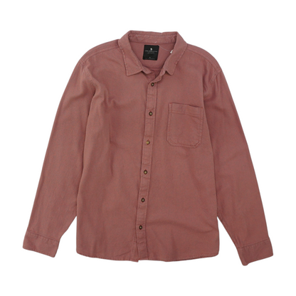 Red Solid Flannel Button Down