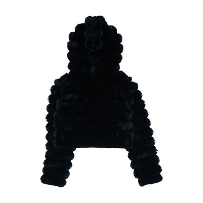Black Solid Fur Jacket