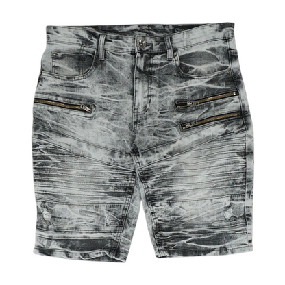 Gray Tie-Dye Denim Shorts