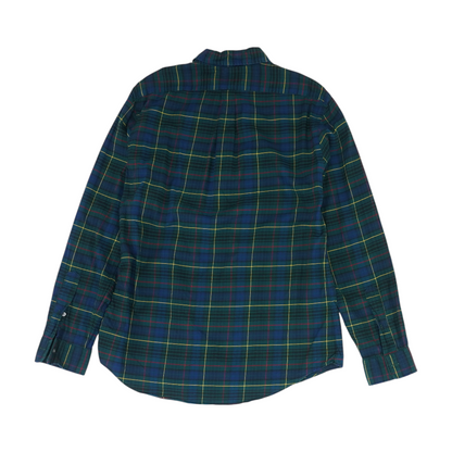 Green Plaid Long Sleeve Button Down