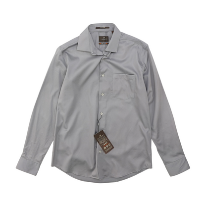Gray Solid Long Sleeve Button Down