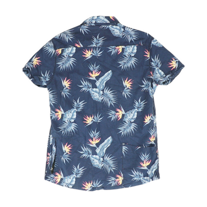 Navy Floral Short Sleeve Button Down