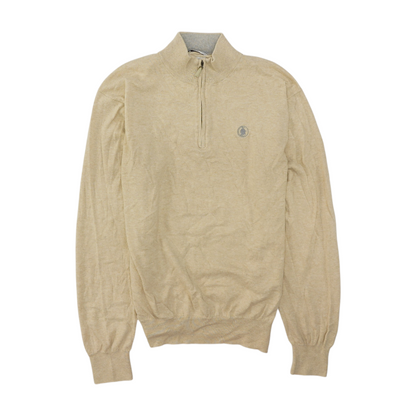 Beige Solid 1/4 Zip Pullover