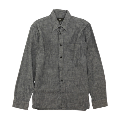 Blue Solid Long Sleeve Button Down