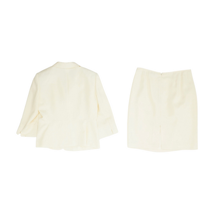 Ivory Petite Solid Skirt Suit Set