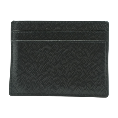 Black Credit Card Case in Grain De Poudre Leather