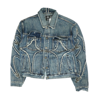 Blue Solid Denim Jacket