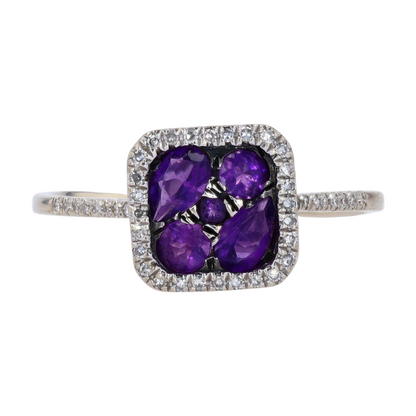 14K White Gold Amethyst Fashion Ring