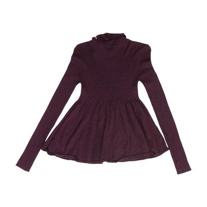 Purple Solid Mockneck Knit Top
