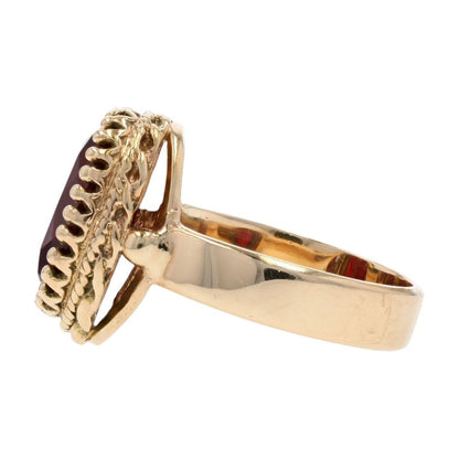 10K Gold Oval Red Stone Cocktail Ring