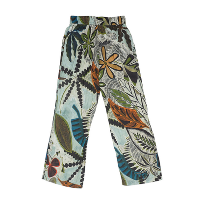 Green Print Relaxed Pants